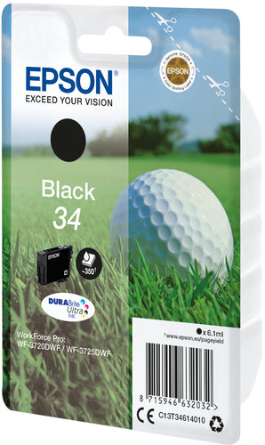 Epson Golf ball Singlepack Black 34 DURABrite Ultra Ink Epson Golf ball Singlepack Black 34 DURABrite Ultra Ink